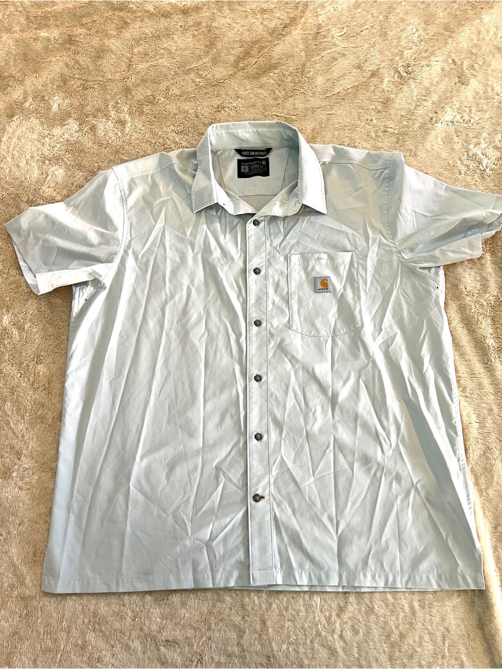 CARHARTT Men's Blue Force Sun Defender Button Down Top Size XL